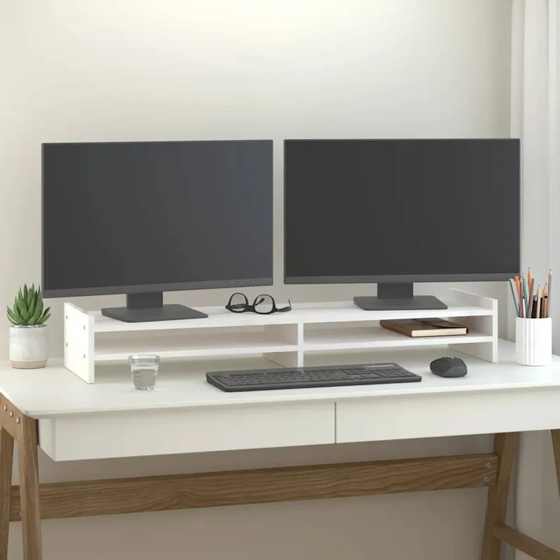 vidaXL Skärmställ vit 100x27x15 cm massiv furu