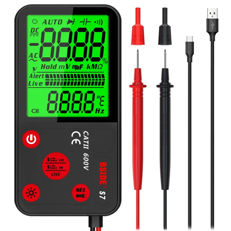 Digital multimeter Professionell spänningsmotstånd Frekvenskapacitansmätningstestare standard configuration flerfärgad