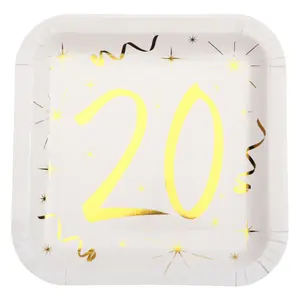 Papperstallrikar 20 Vit/Guld - 10-pack