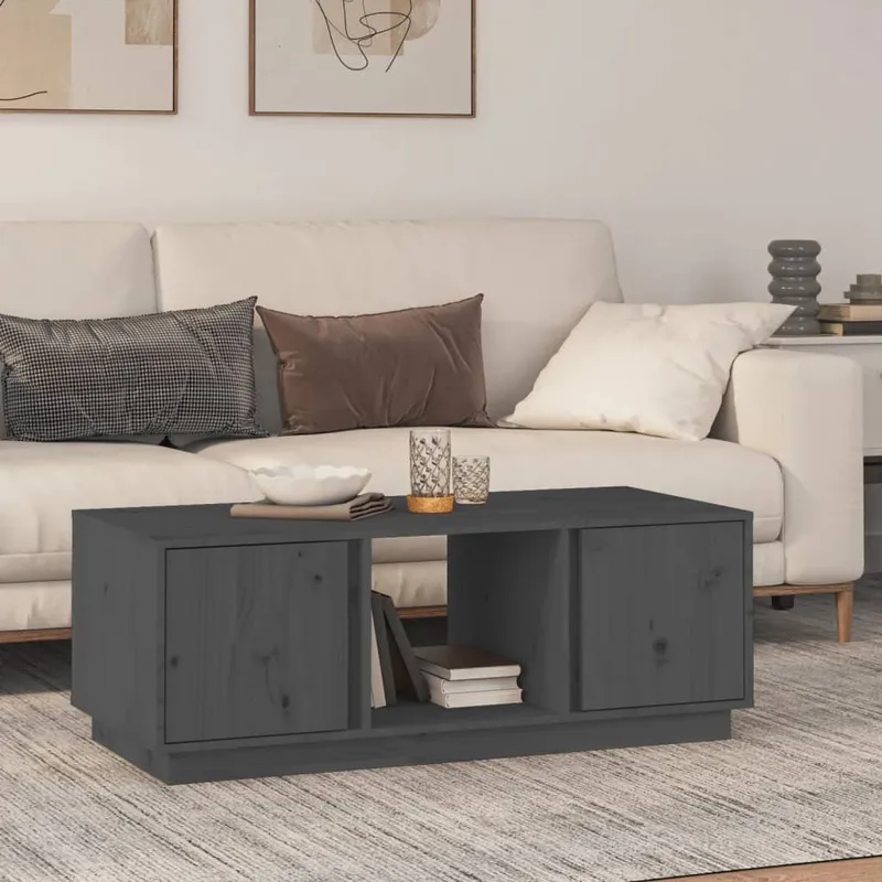 vidaXL Soffbord Grå 110x50x40 cm massiv furu (#0698)