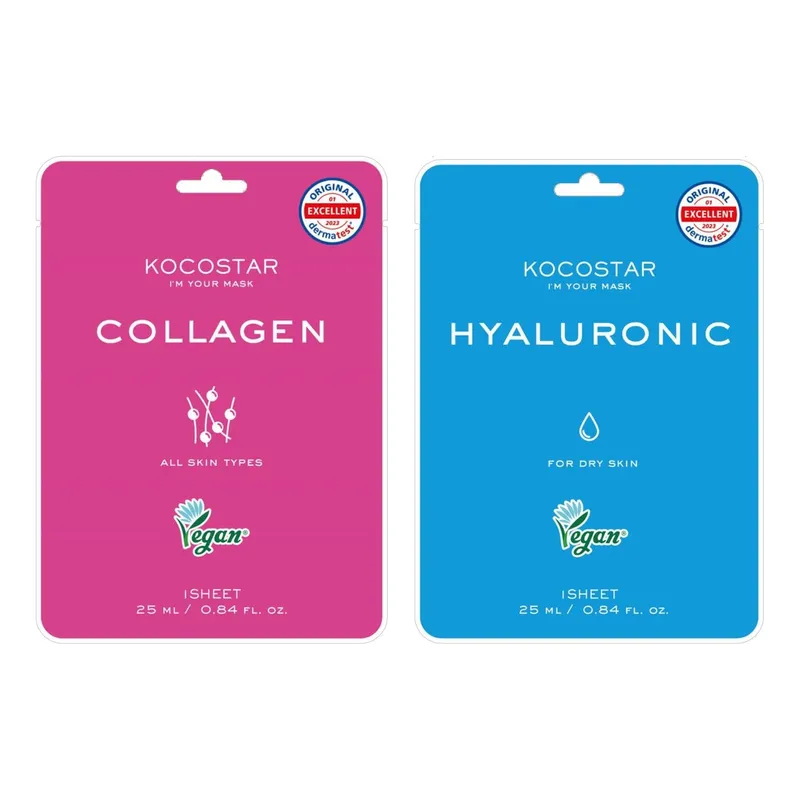 Kocostar Hydration Mask Set Collagen Mask Sheet & Hyaluronic Mask Sheet – 50 ml