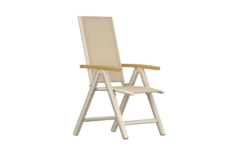 VENTURE HOME Panama Light trädgårdsstol med 5 platser, armstöd - teak och beige textil/aluminium