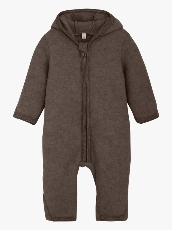 Huttelihut Overall Merinoull med Öron, Brown Melange, 86