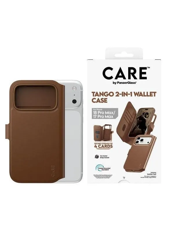 CARE by PanzerGlass Tango 2-in-1 Wallet Case Brown w. MagSafe Apple iPhone 18 Pro Max | 17 Pro Max