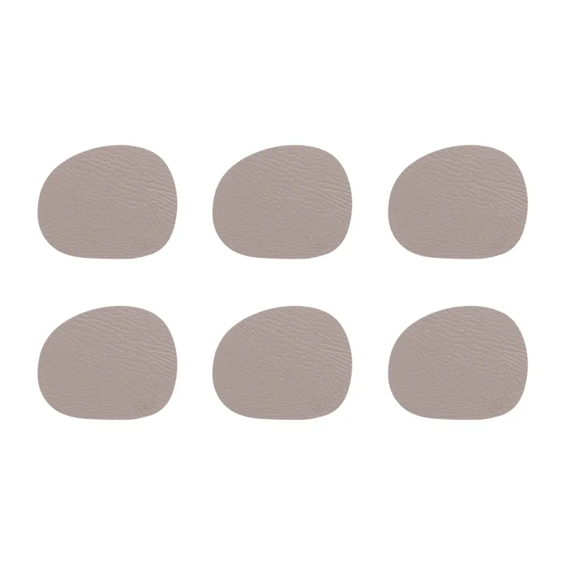 Aida Raw glasunderlägg läder 6-pack Dusty rose (rosa)