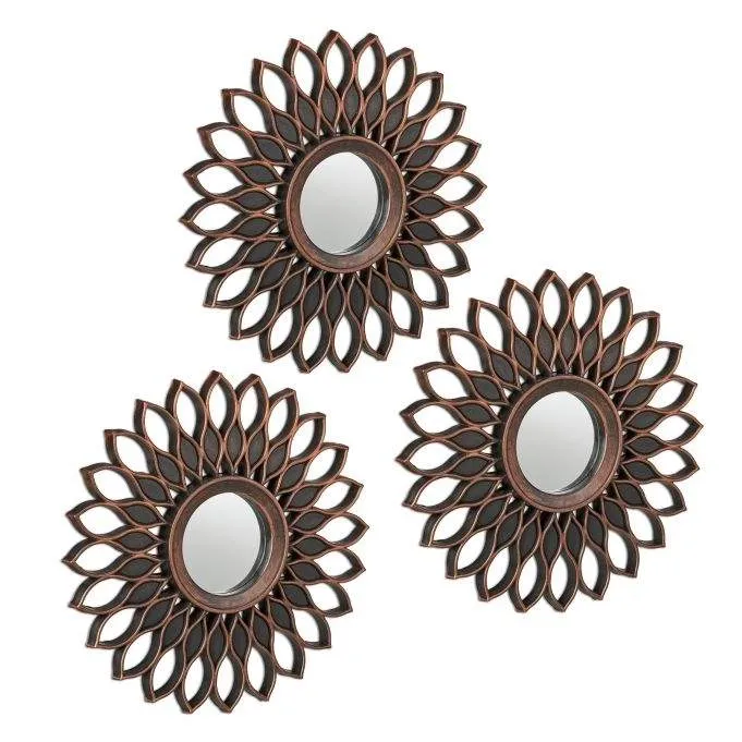 Blommig spegel set om 3
