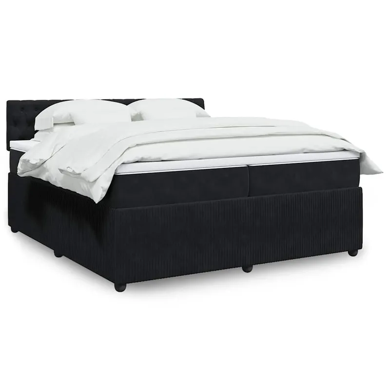 vidaXL Ramsäng med madrass svart 200×200 cm sammet (#0205)