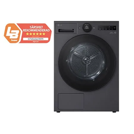 9 kg Torktumlare (Essence Black) – Energiklass B, LCD-vred, DUAL Inverter Heat Pump™ och Smart Diagnosis™ med Wi-Fi – RHX7009TBB