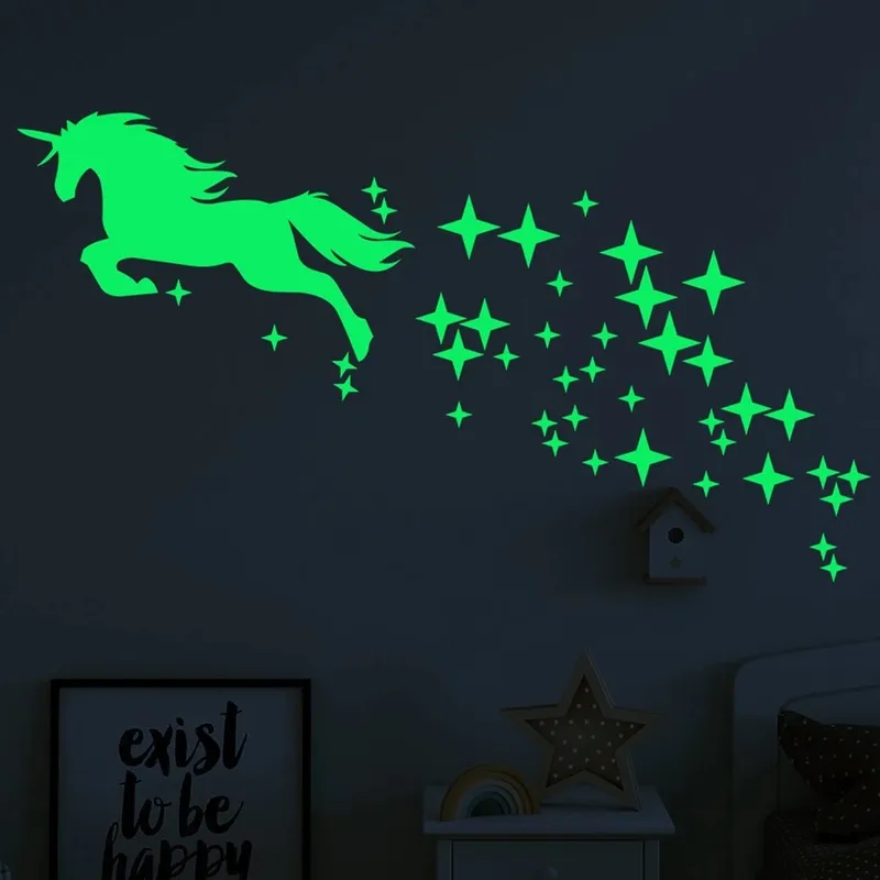 Väggklistermärken – Unicorn / Glow in the Dark (#6353)