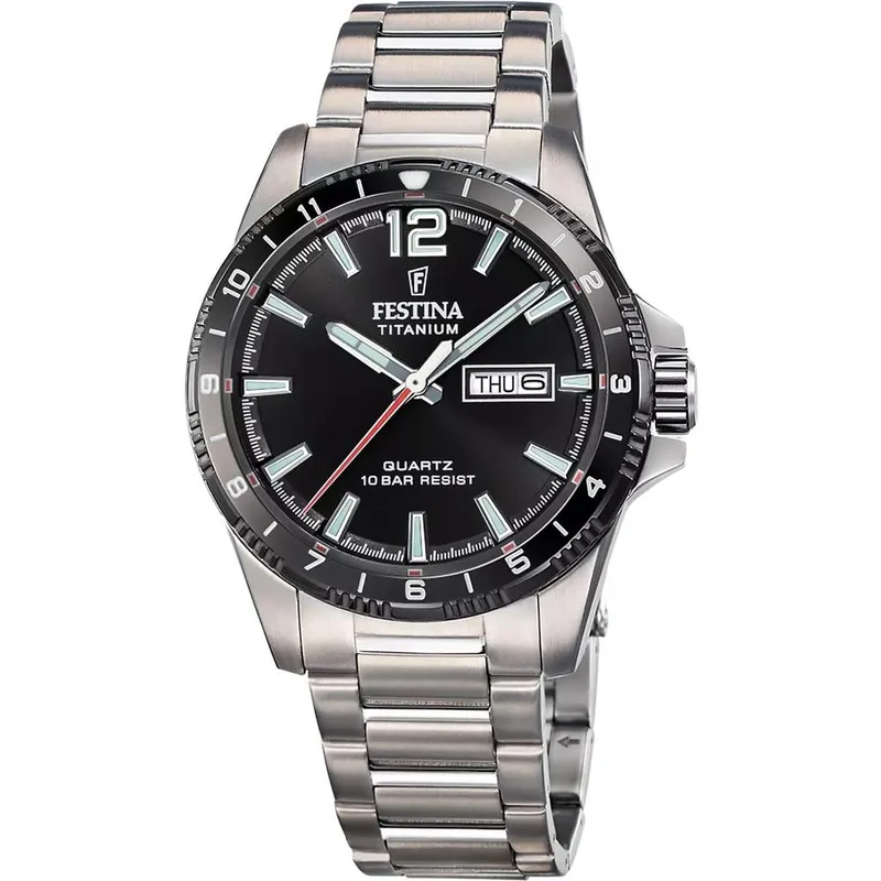 Festina Titan Svart urtavla Kvarts F20698-4 100M Herrklocka svart