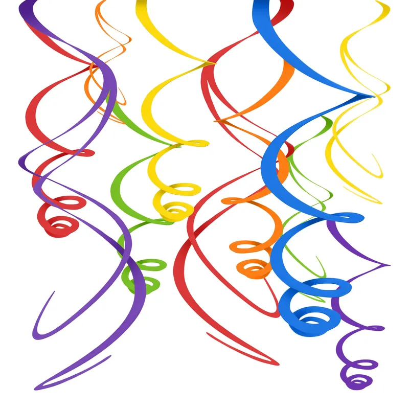Swirls Regnbågsfärgad Hängande Dekoration - 12-pack