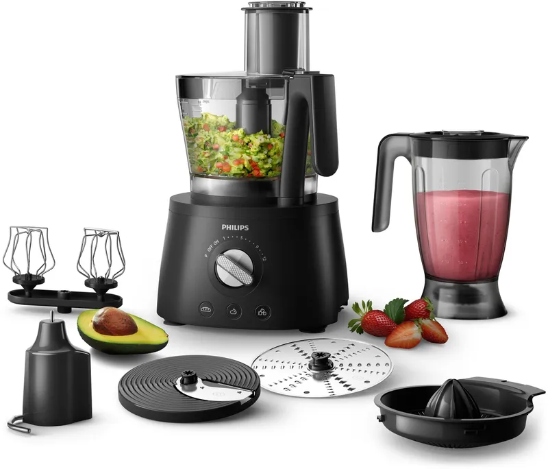 Robot de cuisine multifonction – PHILIPS – HR7776/90 – Série 7000 – 1300W – 12 vitesses – Noir