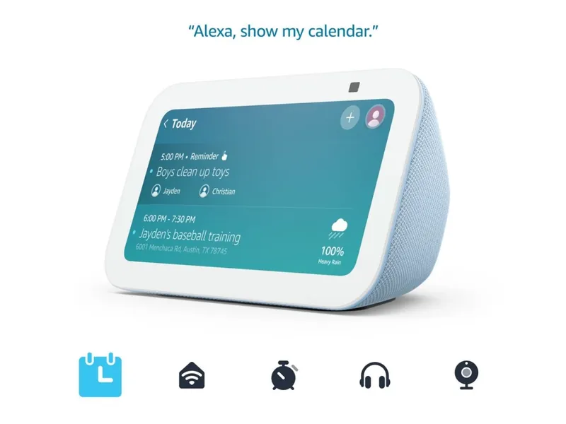 Amazon Echo Show 5 (3rd Generation) – Smart display – with LCD 5.5 display – trådlös – Wi-Fi, Bluetooth – Appkontrollerad – molnblå