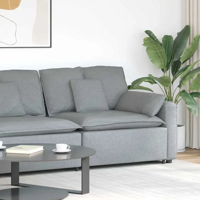 vidaXL Modulär soffa armstödsändmodul med dynor ljusgrå 100 cm (#6322)