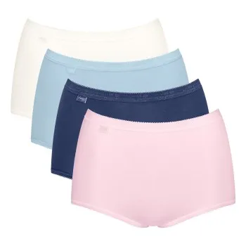 Sloggi Trosor 4P Basic Plus Maxi Panty Rosa/Blå bomull 38 Dam