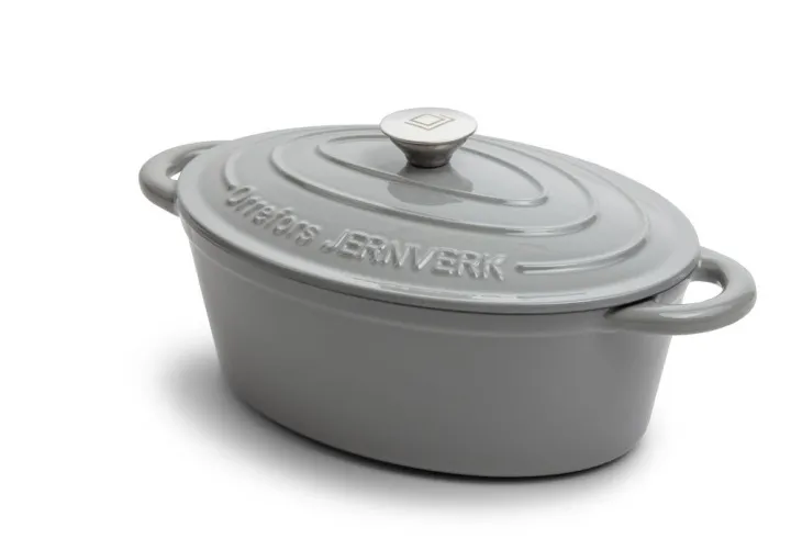 Orrefors Jernverk Emaljerad Gjutjärnsgryta 4 Liter Ljusgrå Utvald av Glasprinsen (#9046)