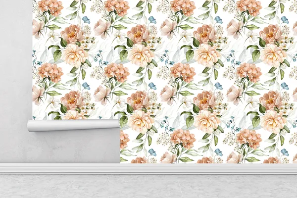 Fototapet - Fototapet - Ljusa och bleka orange blommor