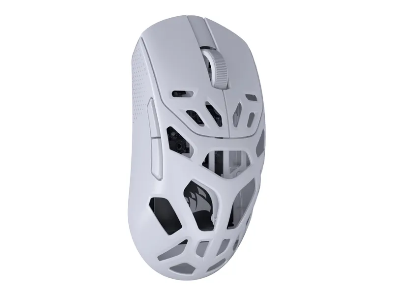 CORSAIR SABRE V2 PRO – Mus – optisk – 5 knappar – kabelansluten, trådlös – 2.4 GHz, Bluetooth – trådlös USB-mottagare – vit