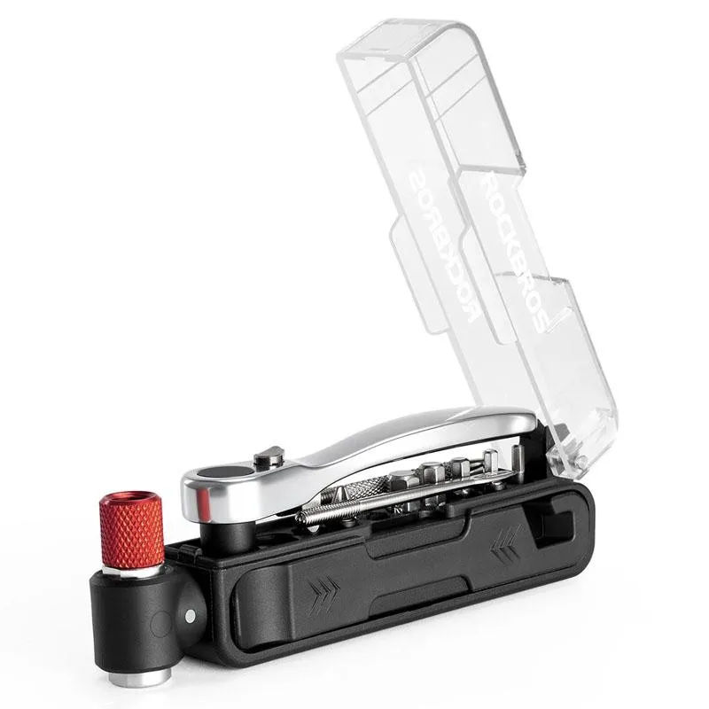 Rockbros Multitool Bike Tool Set with CO2 Pump and Ratchet Wrench - Black