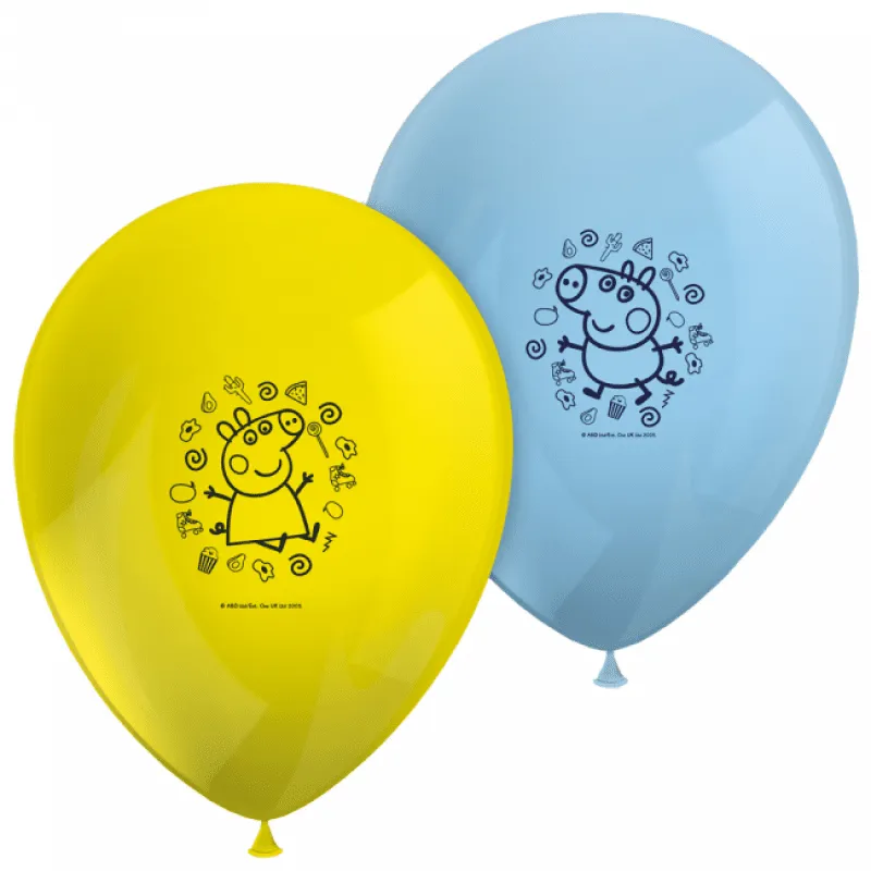 Ballonger Greta Gris Flerfärgade Latex Barnkalas Peppa Pig Motiv 28 cm 8-pack