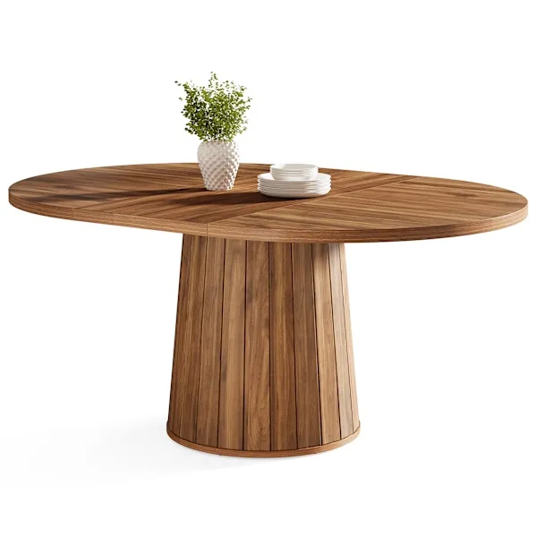 Tribesigns Matbord, 140×100×75 cm, Ovalt, För 6 Personer, Brunt