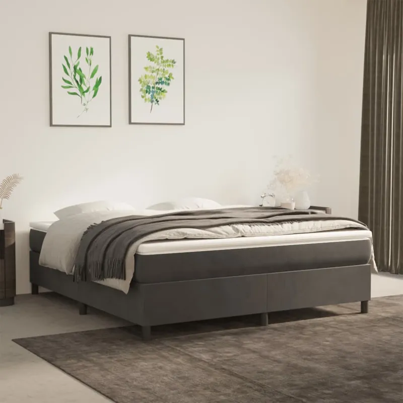 vidaXL Boxspring-sängram mörkgrå 180×200 cm sammet