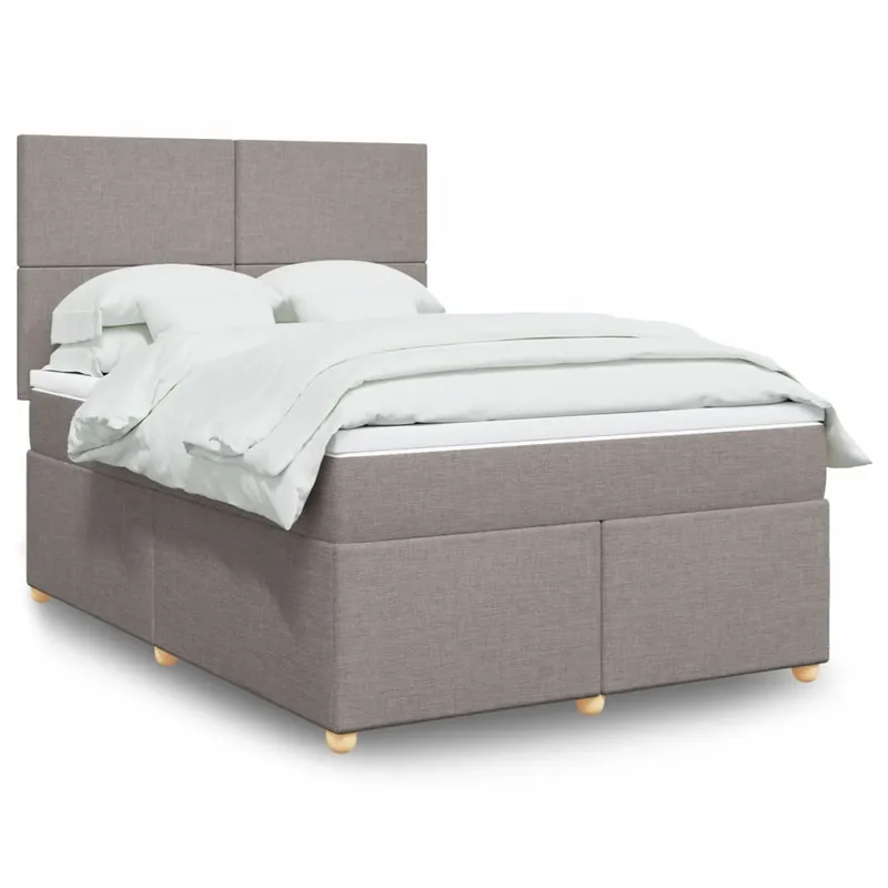 vidaXL Ramsäng med madrass taupe 140×190 cm tyg (#4545)