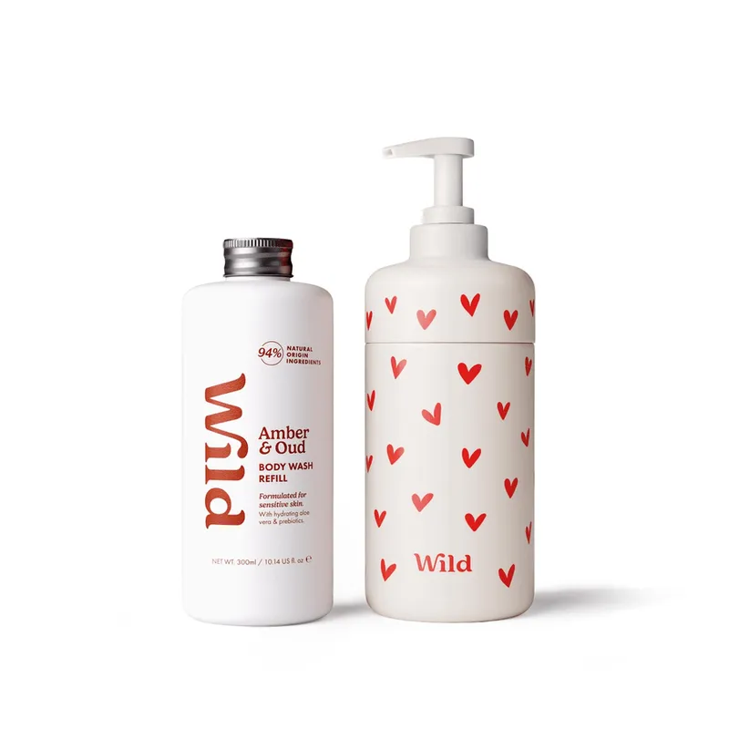 Wild Body Wash Love Heart Case Amber & Oud 300 ml