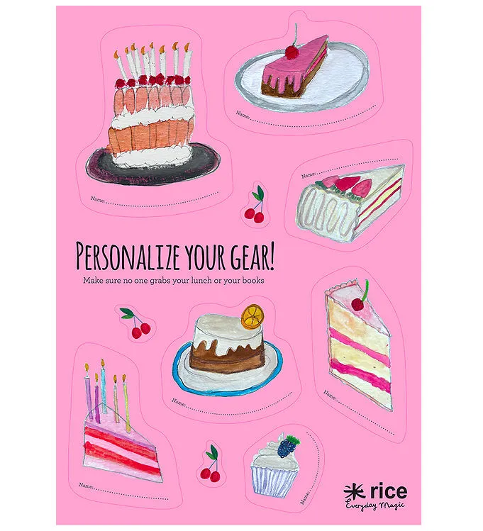 Rice Klistermärken Till Matlåda - 10 st. - Rosa/Sweet Cake