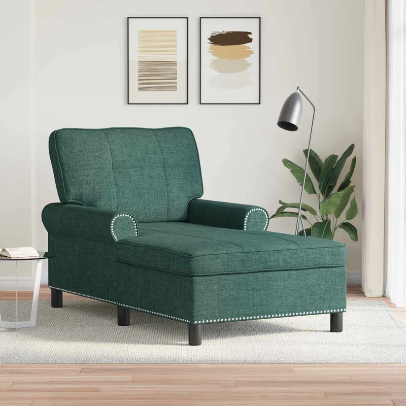 vidaXL Chaise Lounge Mörkgrön tyg 91 x 157 x 91 cm