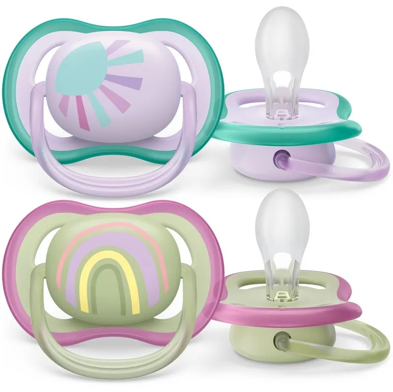 Philips Avent Ultra Air Deco Napp 2-Pack 0-6m, Grön/Lila