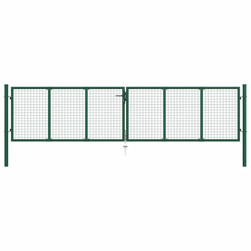 vidaXL Trädgårdsgrind i stål 400×100 cm grön