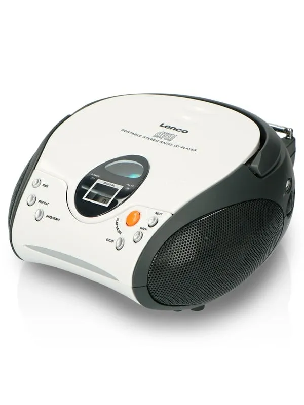 Bärbar stereo FM-radio med CD Vit