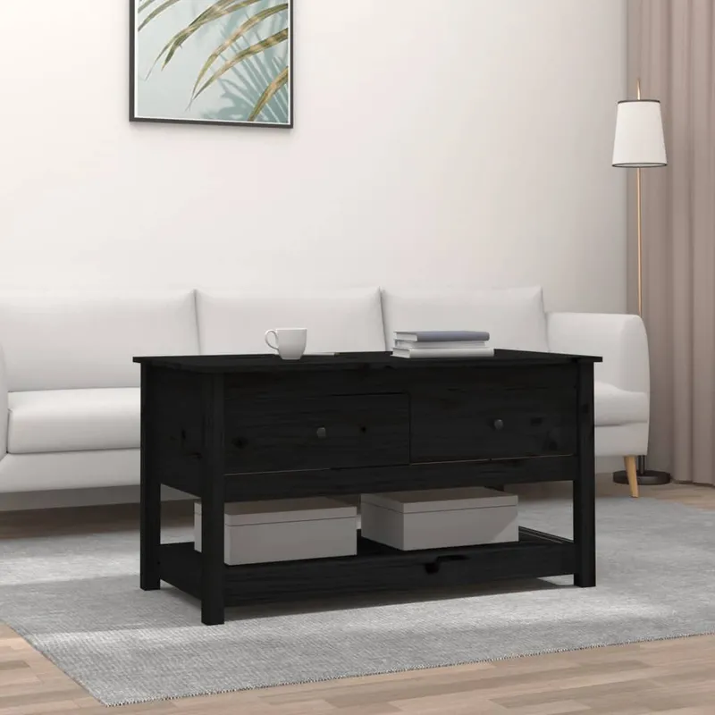 vidaXL Soffbord svart 102x49x55 cm massiv furu
