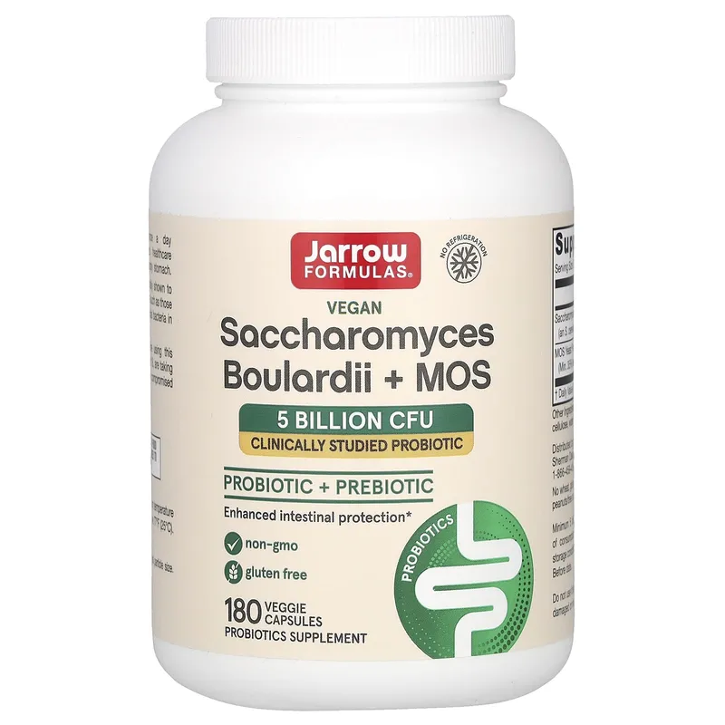 Jarrow Formulas, Saccharomyces Boulardii Plus MOS, 5 miljarder, Fördröjd frisättning vegetabiliska kapslar, 180 tabletter