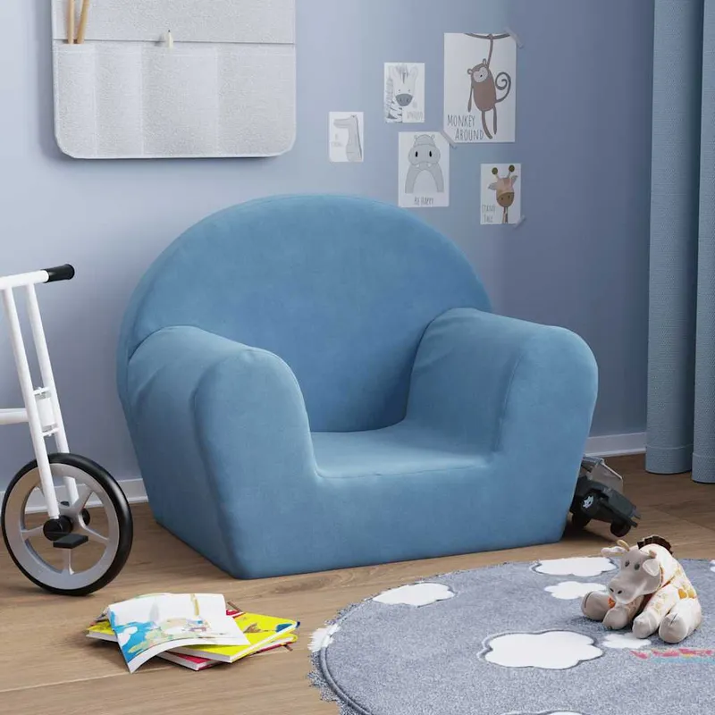 vidaXL Barnsoffa blå mjuk plysch (#6619)