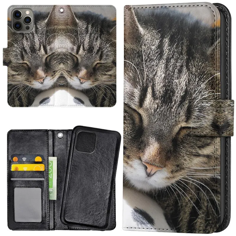 iPhone 13 Pro Max – Plånboksfodral/Skal Sovande Katt