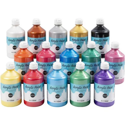 Akrylfärg metallic 500ml 15st/fp