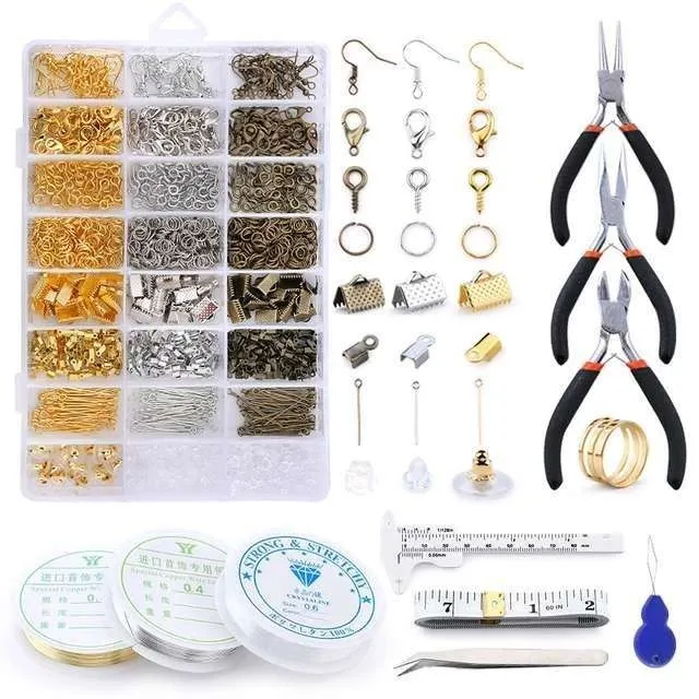 Mega Kit för Smyckestillverkning – Tänger, Tråd, Ringar – DIY