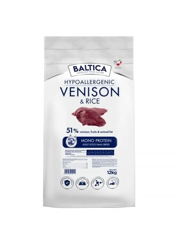BALTICA Nutraceutic Hypoallergenic Små raser Hjortkött med ris - torrfoder för hund - 12kg