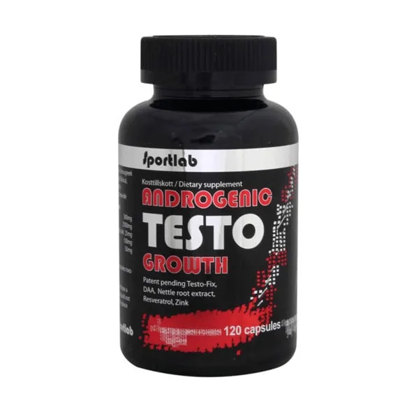 Androgenic Testo Growth - Testobooster för muskelkraft och hormonbalans, 120 kapslar - Sportlab