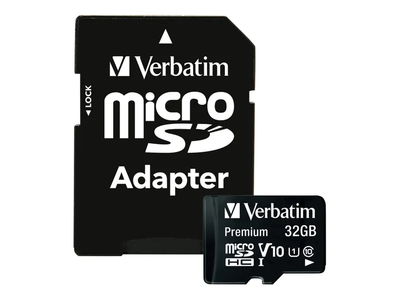32GB, microSDHC Class 10 Verbatim inkl SDHC adapter - Minneskort