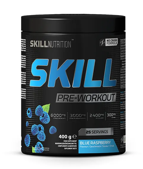 Skill Nutrition – Skill Pre-Workout, Blå Hallon – 400g