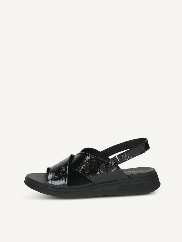 CAPRICE Sandal, black, made of Leather without heel, Size 36