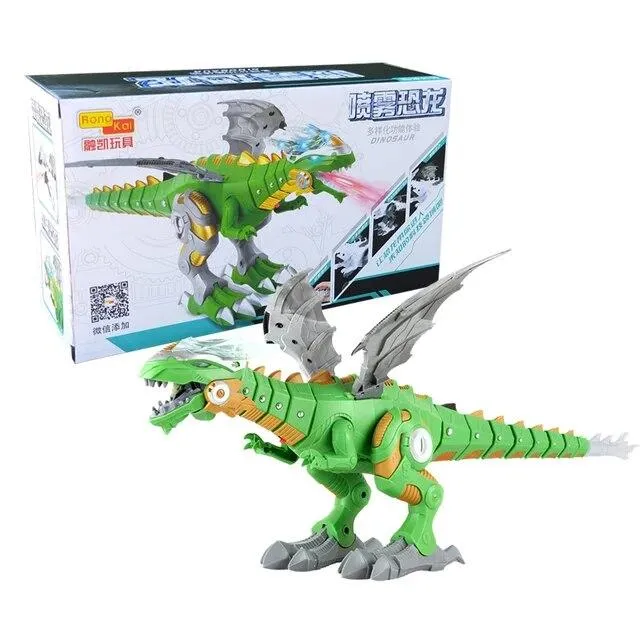 Ny stor størrelse 47 cm elektronisk gående dinosaurspray Mekanisk dinosaurbrøl Flash tegneserierobot Pedagogisk spillkonsoll Barnelekegave Grønn