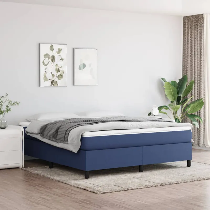 vidaXL Ramsäng med madrass blå 180×200 cm tyg (#9442)