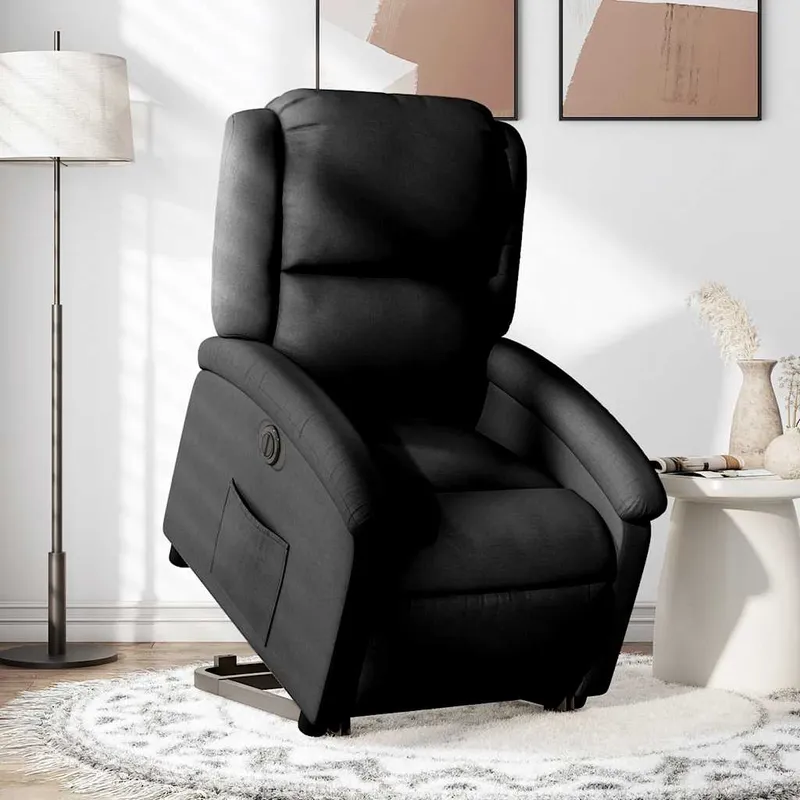 vidaXL Elektrisk reclinerfåtölj med uppresningshjälp svart tyg (#6783)