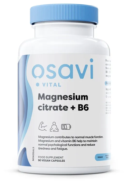 Osavi – Magnesiumcitrat + B6, 375 mg + 4,2 mg – 90 vegetabiliska kapslar