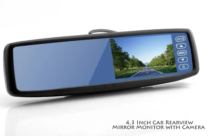 Backspegelkamera med 4.3″ display, 2x Video in, Högtalare, 135 grader vidvinkel, vattentät kamera