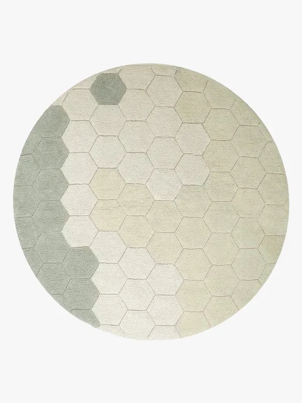 Lorena Canals Tvättbar Barnmatta 140 Rund Honeycomb, Salviablå, Barnrum